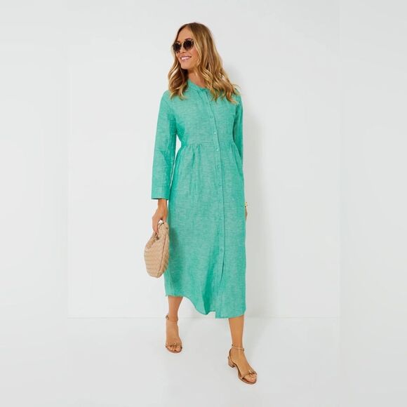 Pomander place flax lydell maxi dress with pockets in green • Large - Picture 1 of 7